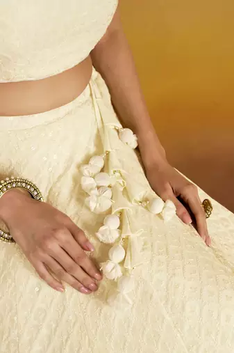 off white sequins georgette lehenga set choli with dupatta