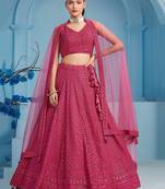 Pink Sequins Work Georgette Lehenga With Blouse