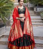 Black Zari Weaving Jacquard Lehenga Choli