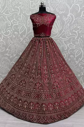 pink dori work velvet bridal lehenga set choli with dupatta with double dupatta