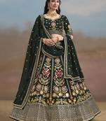green sequins georgette lehenga set choli with dupatta with dupatta