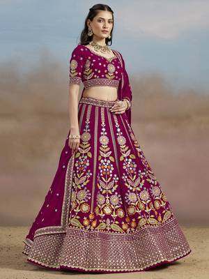 pink thread work georgette lehenga with blouse 3