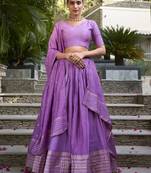 lavender zari weaving chanderi silk lehenga with blouse