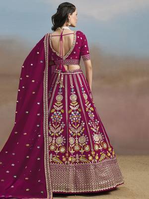 pink thread work georgette lehenga with blouse 5