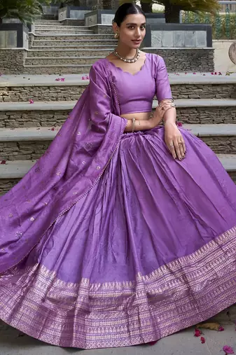 lavender zari weaving chanderi silk lehenga with blouse