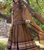 Brown Chanderi Silk Zari Weaving Lehenga Choli