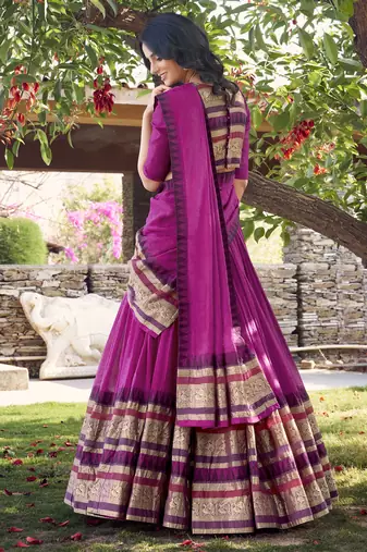pink chanderi silk zari weaving lehenga with blouse