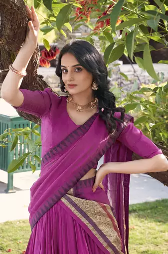 pink chanderi silk zari weaving lehenga with blouse