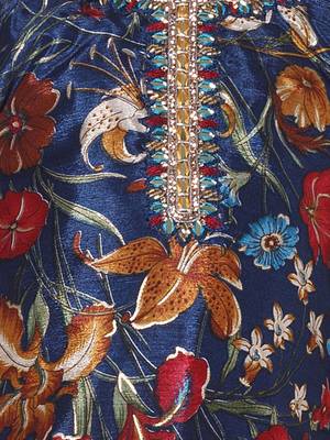 Teal  embroidered floral printed chinon crepe silk kurta with sharara for kids 5