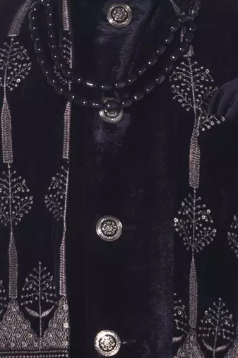 Black embroidered velvet indo-western set for kids