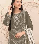 Olive Embroidered cotton salwar suit