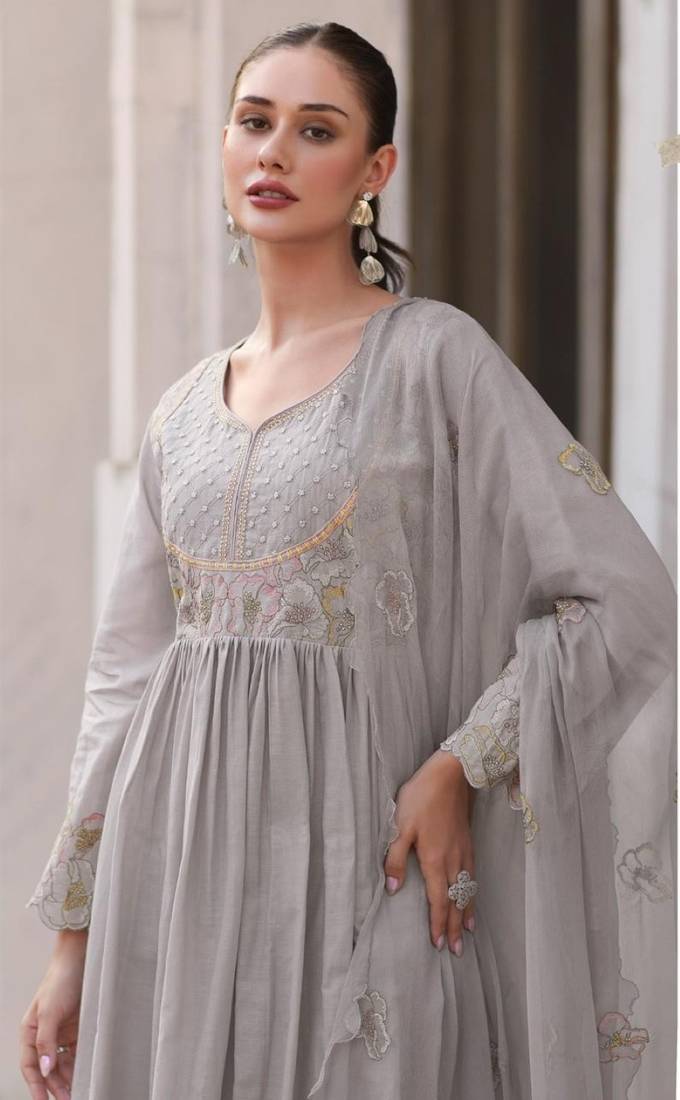 Rubina cloud cotton mul embroidery premium anarkali suit set