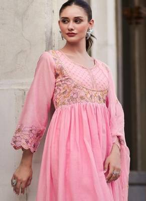 Rubina rose cotton mul embroidery premium anarkali suit set 2