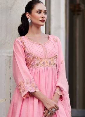 Rubina rose cotton mul embroidery premium anarkali suit set 4