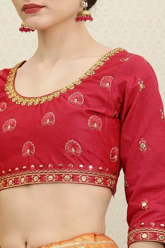 Trendmalls Yellow Silk blend Embroidered Saree with Unstitched Blouse Piece
