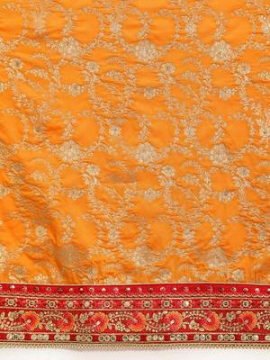 Yellow Silk blend Embroidered Saree with Unstitched Blouse Piece 7