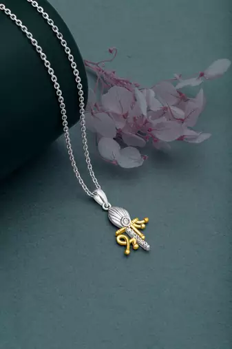 Two tone  gold plated shree pendant