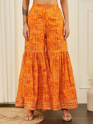 Yellow front slit flared kurta with sharara 4