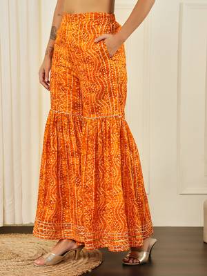 Yellow front slit flared kurta with sharara 5
