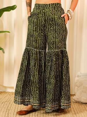 Green front slit flared kurta with sharara 4