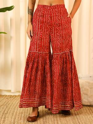 Rani pink front slit flared kurt with sharara 4