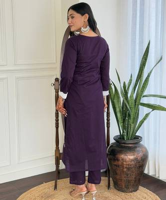 Chikankari Work with Pure Cotton Straight Kurta Pant and Dupatta Set 2