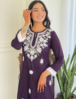 Chikankari Work with Pure Cotton Straight Kurta Pant and Dupatta Set 4