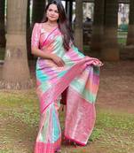 Pink Multi Banarasi art Silk Saree