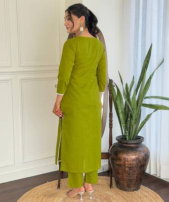  Chikankari Work with Pure Cotton Straight Kurta Pant and Dupatta Set 2