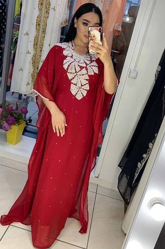 SALE Luxury Bedded Crystal Work Moroccan Dubai Kaftans Wedding Bridesmaid Dress