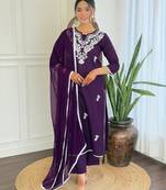 Gorgeous Chikankari Work with Pure Cotton Fabric Straight Kurta, Pant and Dupatta Set