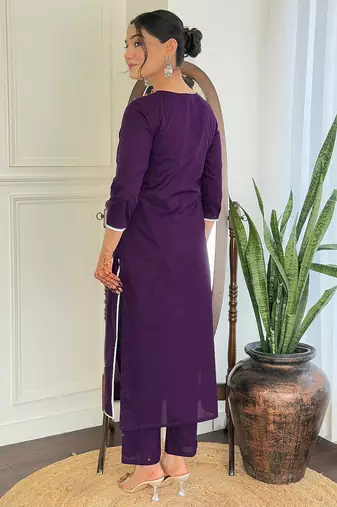  Chikankari Work with Pure Cotton Straight Kurta Pant and Dupatta Set