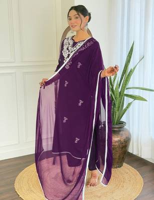  Chikankari Work with Pure Cotton Straight Kurta Pant and Dupatta Set 3