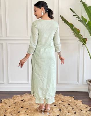  Chikankari Work with Pure Cotton Straight Kurta Pant and Dupatta Set 2