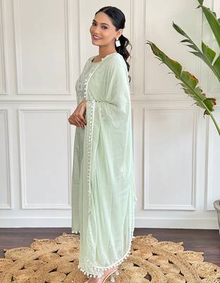 Chikankari Work with Pure Cotton Straight Kurta Pant and Dupatta Set 3