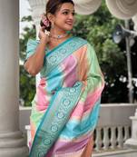 Blue Multi Banarasi art Silk Saree