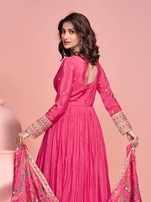Pink Embroidered silk anarkali suit 3