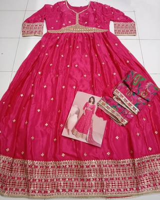 Pink Embroidered silk anarkali suit 4