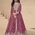 Pink embroidery sequence work chinon silk anarkali suits