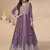 Purple embroidery sequence work chinon silk anarkali suits
