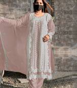 Pink embroidery georgette salwar kameez