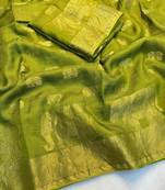 Green Viscose Khadi Traditional Saree
