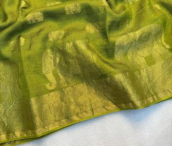 Green Viscose Khadi Traditional Saree 2