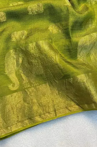 Green Viscose Khadi Traditional Saree