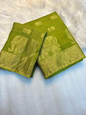 Green Viscose Khadi Traditional Saree 3