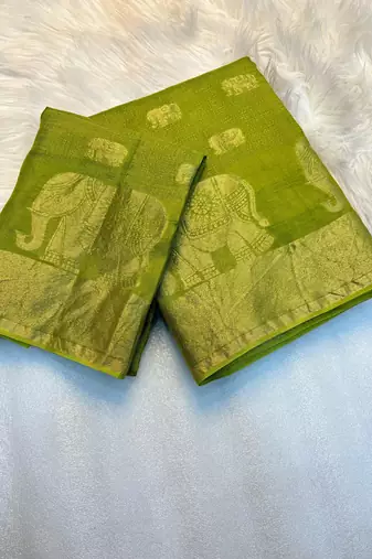 Green Viscose Khadi Traditional Saree