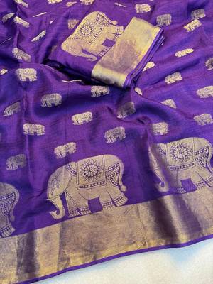 Purple Viscose Khadi Traditional Saree 1
