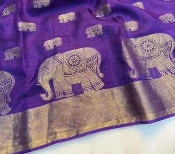 Purple Viscose Khadi Traditional Saree 2