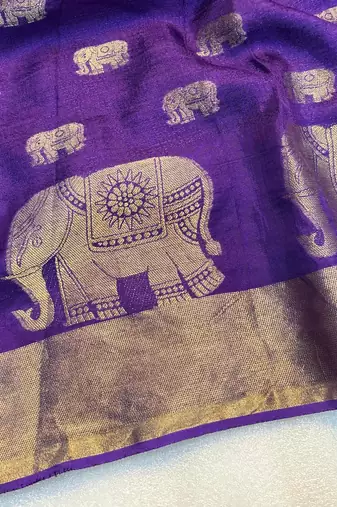 Purple Viscose Khadi Traditional Saree