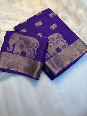 Purple Viscose Khadi Traditional Saree 3